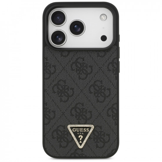 Guess Leather 4G Triangle Strass MagSafe (GUHMP17LP4TDPLK) iPhone 17 Pro Black