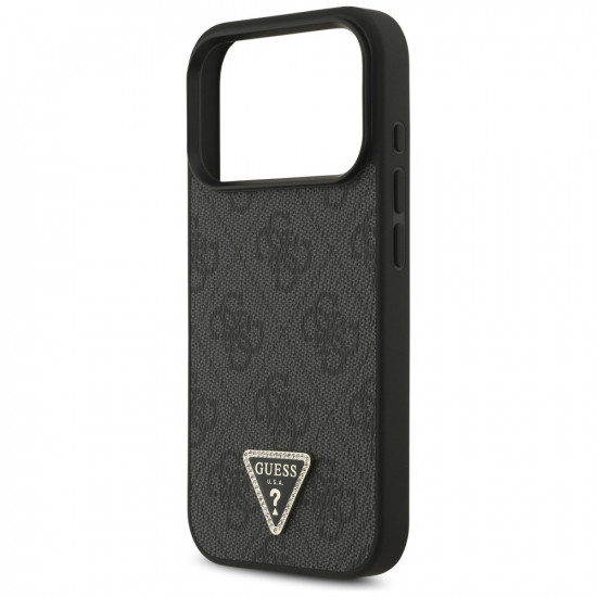 Guess Leather 4G Triangle Strass MagSafe (GUHMP17LP4TDPLK) iPhone 17 Pro Black
