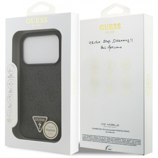 Guess Leather 4G Triangle Strass MagSafe (GUHMP17LP4TDPLK) iPhone 17 Pro Black