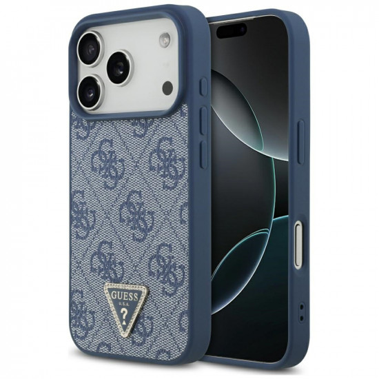 Guess Leather 4G Triangle Strass MagSafe (GUHMP17LP4TDPLB) iPhone 17 Pro Blue