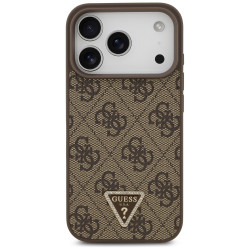 Guess Leather 4G Triangle Strass MagSafe (GUHMP17LP4TDPLW) iPhone 17 Pro Brown