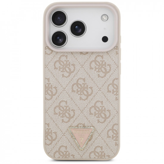 Guess Leather 4G Triangle Strass MagSafe (GUHMP17XP4TDPLP) iPhone 17 Pro Max Pink