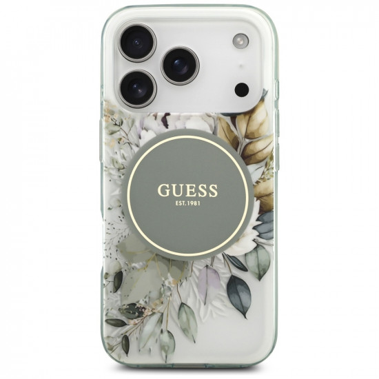 Guess IML Flower & Tonal Circle MagSafe (GUHMP17LHFWBDCEN) iPhone 17 Pro Green