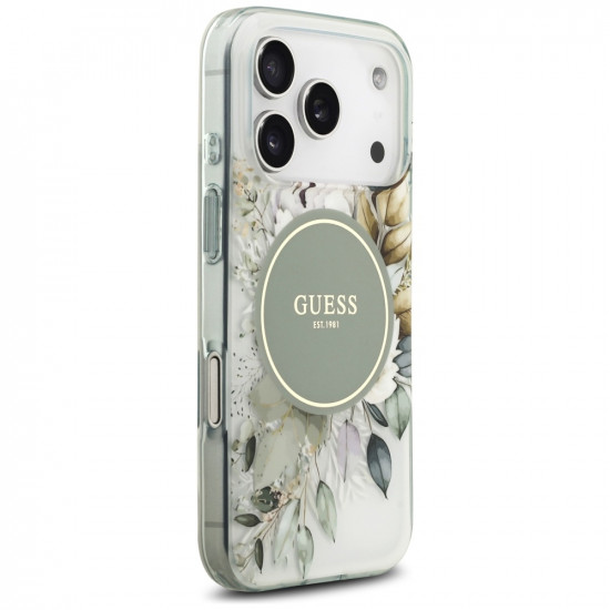 Guess IML Flower & Tonal Circle MagSafe (GUHMP17LHFWBDCEN) iPhone 17 Pro Green