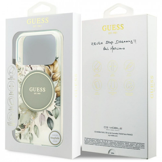 Guess IML Flower & Tonal Circle MagSafe (GUHMP17LHFWBDCEN) iPhone 17 Pro Green