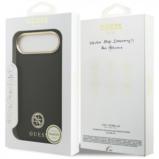 Guess Grained Strass Logo MagSafe (GUHMP17MPGCRMDEK) iPhone 17 Air Black