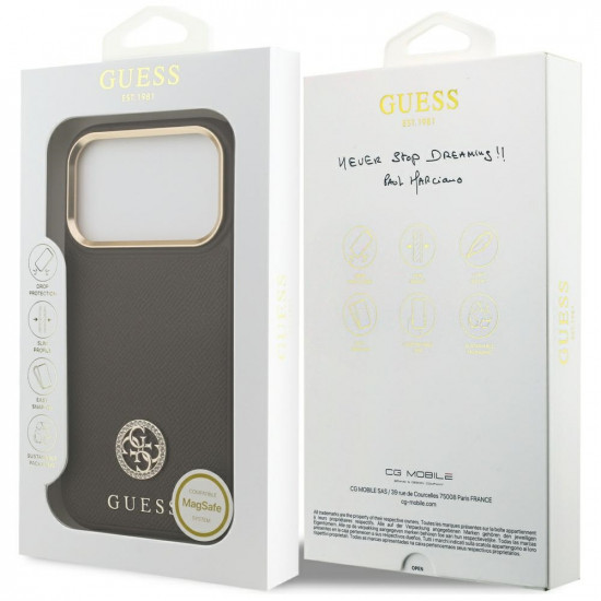 Guess Grained Strass Logo MagSafe (GUHMP17LPGCRMDEW) iPhone 17 Pro Brown Guess Grained Strass Logo MagSafe (GUHMP17LPGCRMDEW) iPhone 17 Pro Brown