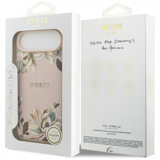Guess Grained Flowers MagSafe (GUHMP17MPGNMPLMP) iPhone 17 Air Pink Guess Grained Flowers MagSafe (GUHMP17MPGNMPLMP) iPhone 17 Air Pink
