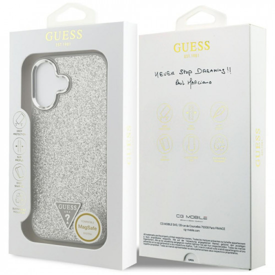 Guess Glitter Triangle Logo MagSafe (GUHMP17SPFGTSCMS) iPhone 17 Silver