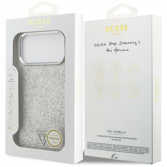 Guess Glitter Triangle Logo MagSafe (GUHMP17LPFGTSCMS) iPhone 17 Pro Silver