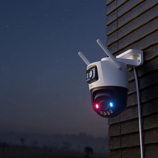 Imou Outdoor Camera Cruiser Dual 2 PRO (IPC S7XFP 8U0WED) 4+4MP, AI IMOU SENSE, Wi Fi 6, Dual IR, PT, Alarm, IP65 White