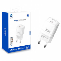 Lito Wall Charger (LC11) Type C Output, PD30W, GaN, Real Time Protection, EU Plug White
