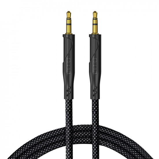 Lito Audio Cable Adapter (LA02) Jack to Jack 3.5mm, Zero Signal Loss, Nylon braided, 1m Black
