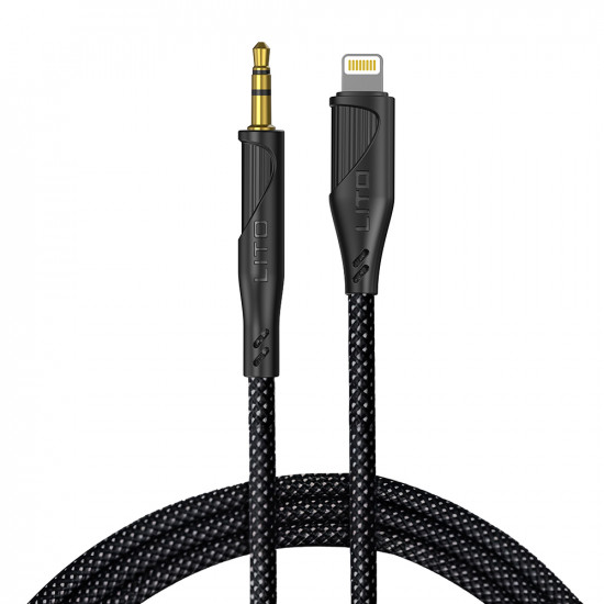 Lito Audio Cable Adapter (LA02) Lightning to Jack 3.5mm, Zero Signal Loss, Nylon braided, 1m Black