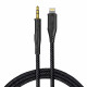 Lito Audio Cable Adapter (LA02) Lightning to Jack 3.5mm, Zero Signal Loss, Nylon braided, 1m Black