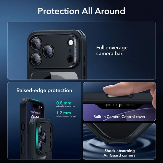 ESR Classic Hybrid HaloLock [Included Screen Protector] iPhone 17 Pro Max Clear Black