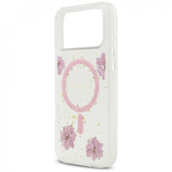 Guess Resin Flowers and Glitter MagSafe (GUHMP17LRBFGFGMP) iPhone 17 Pro Pink