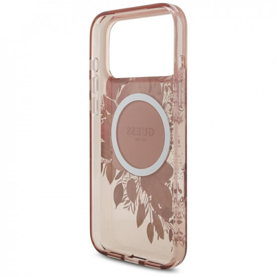 Guess IML Flowers with Pearl Strap MagSafe (GUHMP17XHFWBRCESP) iPhone 17 Pro Max Pink