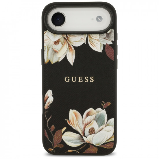 Guess Grained Flowers MagSafe (GUHMP17MPGNMPLMK) iPhone 17 Air Black