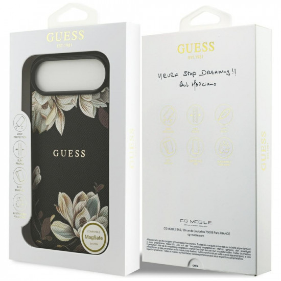 Guess Grained Flowers MagSafe (GUHMP17MPGNMPLMK) iPhone 17 Air Black