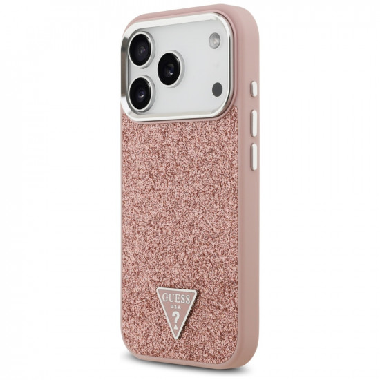 Guess Glitter Triangle Logo MagSafe (GUHMP17LPFGTSCMP) iPhone 17 Pro Pink