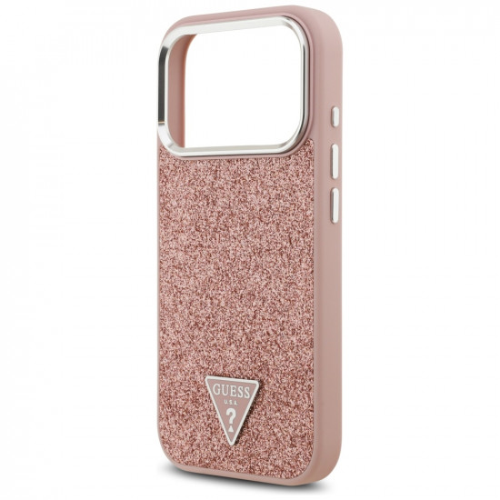 Guess Glitter Triangle Logo MagSafe (GUHMP17LPFGTSCMP) iPhone 17 Pro Pink