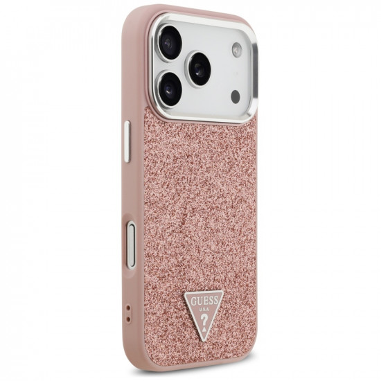 Guess Glitter Triangle Logo MagSafe (GUHMP17LPFGTSCMP) iPhone 17 Pro Pink