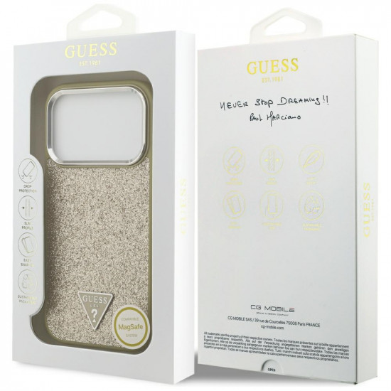 Guess Glitter Triangle Logo MagSafe (GUHMP17LPFGTSCMD) iPhone 17 Pro Gold