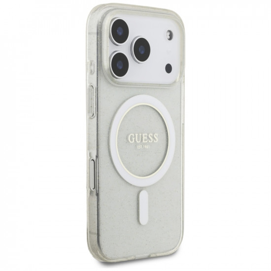 Guess IML Glitter with Pearl Strap MagSafe (GUHMP17XHGCRELST) iPhone 17 Pro Max Transparent