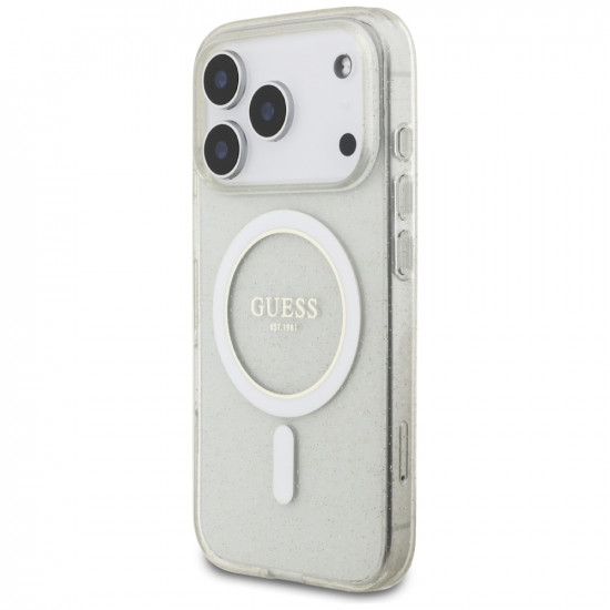 Guess IML Glitter with Pearl Strap MagSafe (GUHMP17XHGCRELST) iPhone 17 Pro Max Transparent
