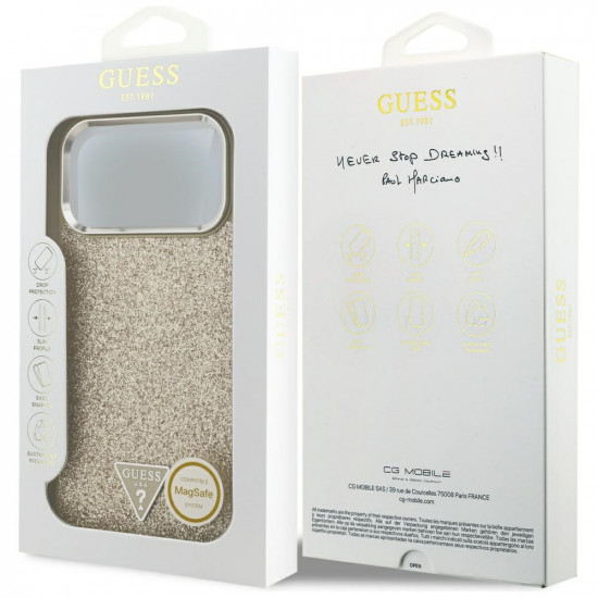 Guess Glitter Triangle Logo MagSafe (GUHMP17XPFGTSCMD) iPhone 17 Pro Max Gold