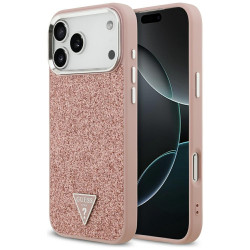 Guess Glitter Triangle Logo MagSafe (GUHMP17XPFGTSCMP) iPhone 17 Pro Max Pink