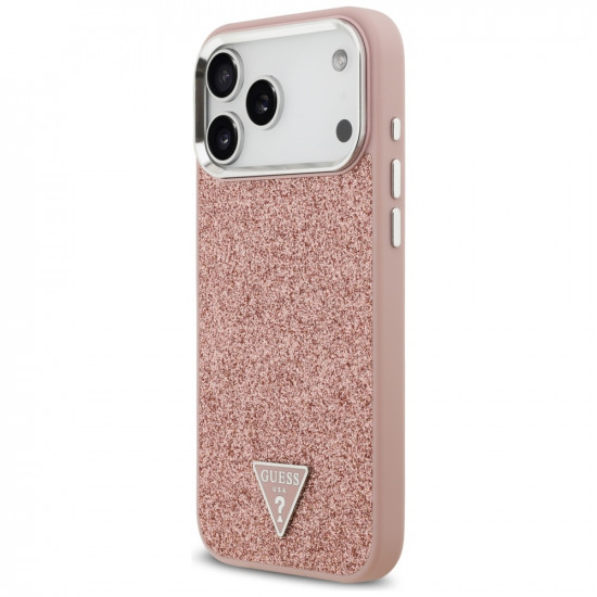 Guess Glitter Triangle Logo MagSafe (GUHMP17XPFGTSCMP) iPhone 17 Pro Max Pink