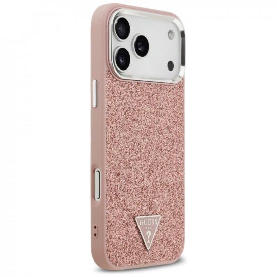 Guess Glitter Triangle Logo MagSafe (GUHMP17XPFGTSCMP) iPhone 17 Pro Max Pink