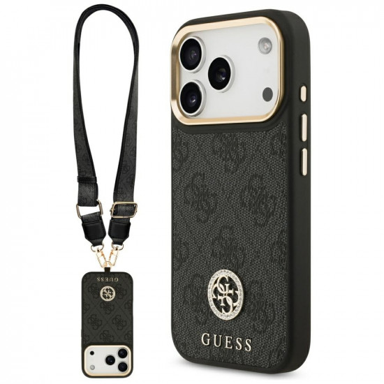 Guess 4G Strass Logo with Big Strap Metal Button MagSafe (GUHMP17LP4G4DCSK) iPhone 17 Pro Black