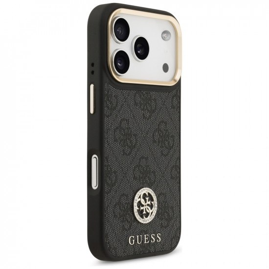 Guess 4G Strass Logo with Big Strap Metal Button MagSafe (GUHMP17LP4G4DCSK) iPhone 17 Pro Black