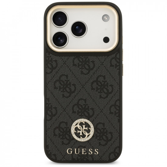 Guess 4G Strass Logo with Big Strap Metal Button MagSafe (GUHMP17LP4G4DCSK) iPhone 17 Pro Black