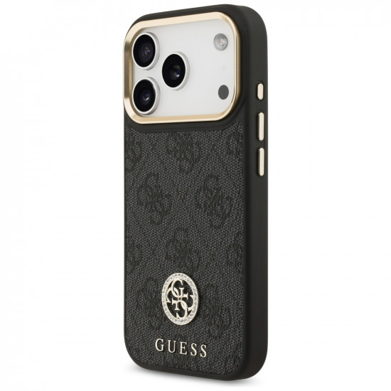 Guess 4G Strass Logo with Big Strap Metal Button MagSafe (GUHMP17LP4G4DCSK) iPhone 17 Pro Black