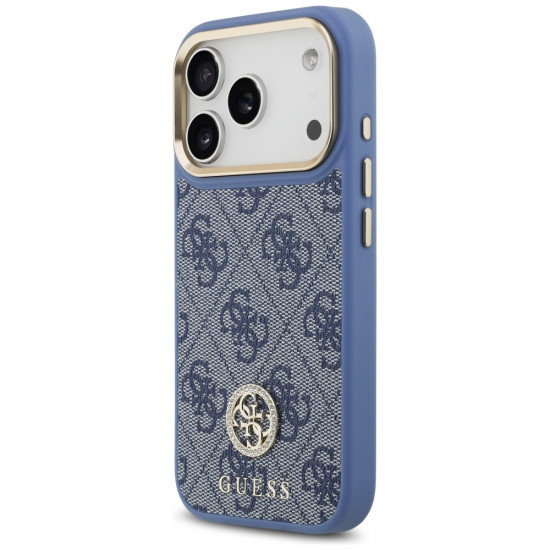 Guess 4G Strass Logo with Big Strap Metal Button MagSafe (GUHMP17LP4G4DCSB) iPhone 17 Pro Blue