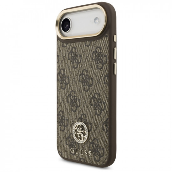 Guess 4G Strass Logo with Big Strap Metal Button MagSafe (GUHMP17MP4G4DCSW) iPhone 17 Air Brown
