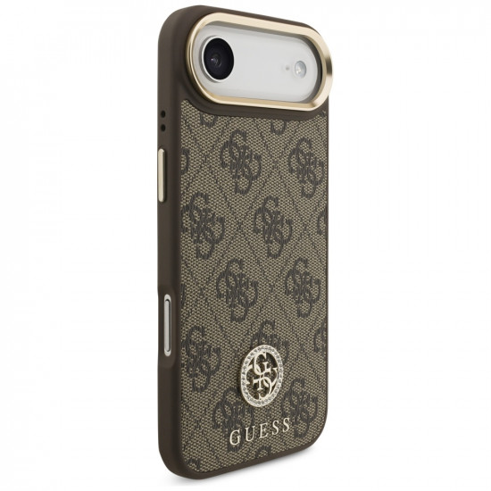 Guess 4G Strass Logo with Big Strap Metal Button MagSafe (GUHMP17MP4G4DCSW) iPhone 17 Air Brown