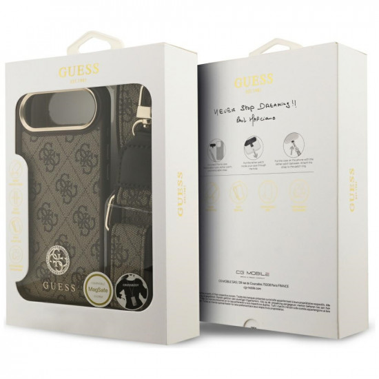 Guess 4G Strass Logo with Big Strap Metal Button MagSafe (GUHMP17MP4G4DCSW) iPhone 17 Air Brown