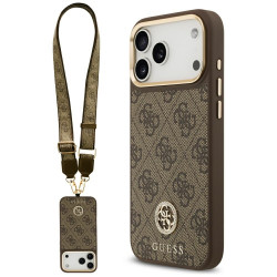 Guess 4G Strass Logo with Big Strap Metal Button MagSafe (GUHMP17XP4G4DCSW) iPhone 17 Pro Max Brown