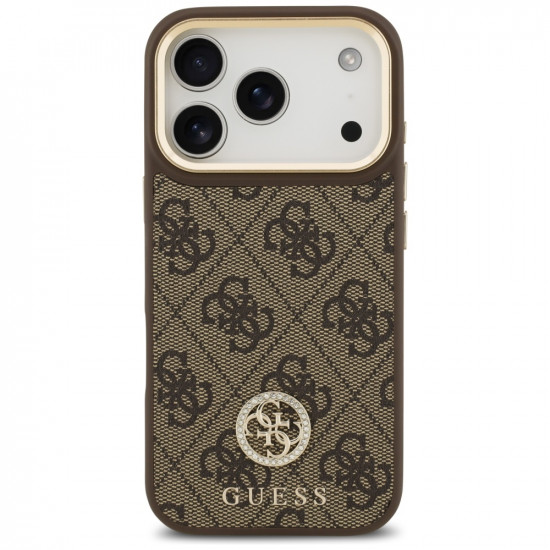 Guess 4G Strass Logo with Big Strap Metal Button MagSafe (GUHMP17LP4G4DCSW) iPhone 17 Pro Brown