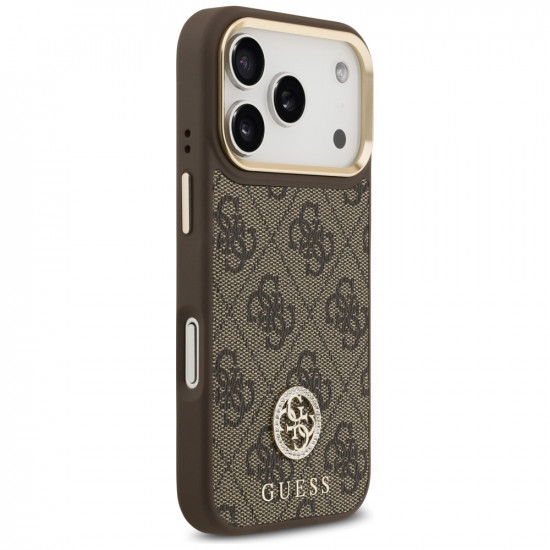 Guess 4G Strass Logo with Big Strap Metal Button MagSafe (GUHMP17LP4G4DCSW) iPhone 17 Pro Brown