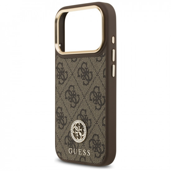 Guess 4G Strass Logo with Big Strap Metal Button MagSafe (GUHMP17LP4G4DCSW) iPhone 17 Pro Brown