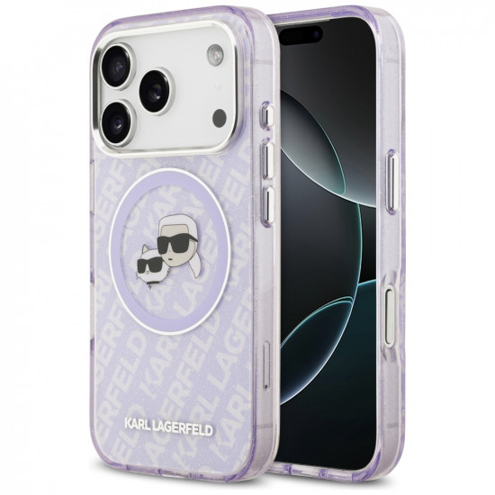 Karl Lagerfeld IML Glitter K&C Heads Logo MagSafe (KLHMP17XHMKBKCHOU) iPhone 17 Pro Max Purple Karl Lagerfeld IML Glitter K&C Heads Logo MagSafe (KLHMP17XHMKBKCHOU) iPhone 17 Pro Max Purple