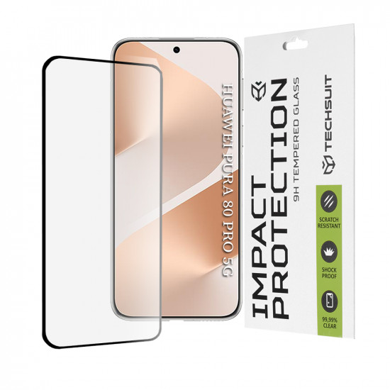 Techsuit 111D Full Cover / Full Glue Glass / 3D Curved Screen Huawei Pura 80 Pro Black