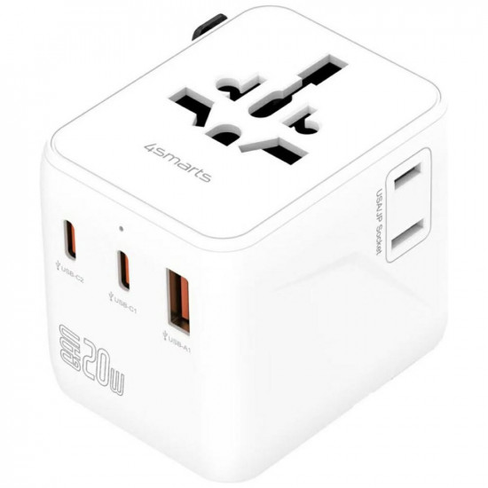 4smarts Nomad GaN 20W 2C+1A Travel Adapter White 4smarts Nomad GaN 20W 2C+1A Travel Adapter White