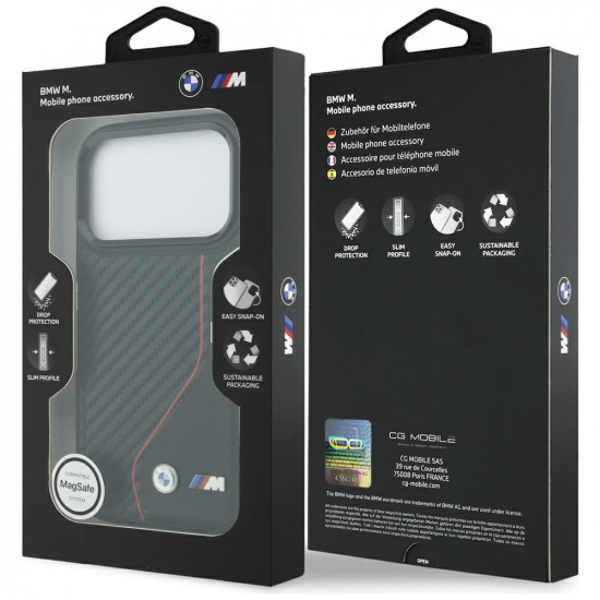 Case BMW M Carbon Line &amp; Logo MagSafe for iPhone 17 Pro red